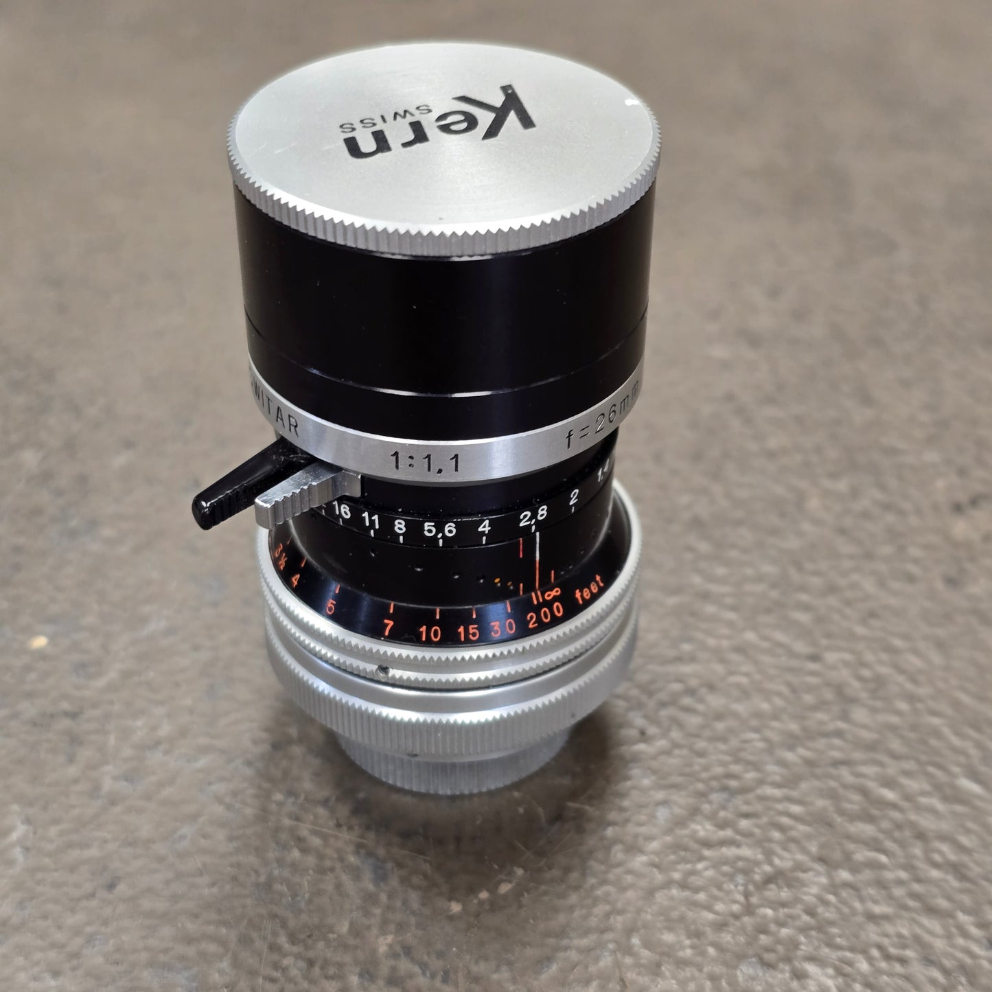 Switar 26mm Macro Preset f/1.1 H16 RX C-Mount Lens S# 1028708 With Case