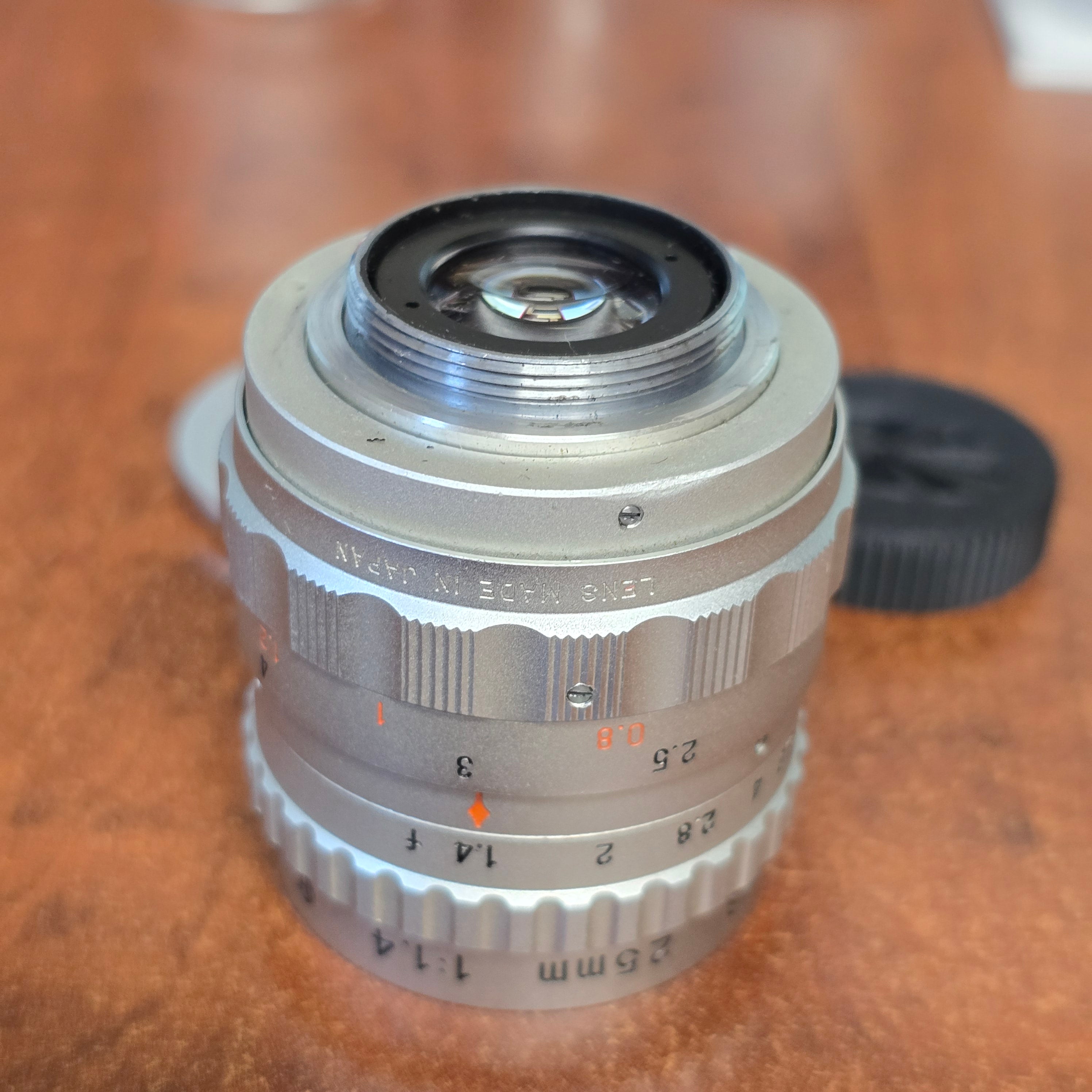 Cosmicar 25mm f1.4 TV C-Mount Lens S# 18346 – Du-All Camera