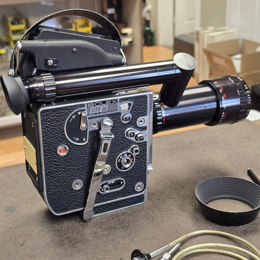 Bolex H16 M Non Reflex 16mm Camera body S# 249395 with Som Berthiot 17-85mm Dogleg Zoom Lens S# T72111 & Case