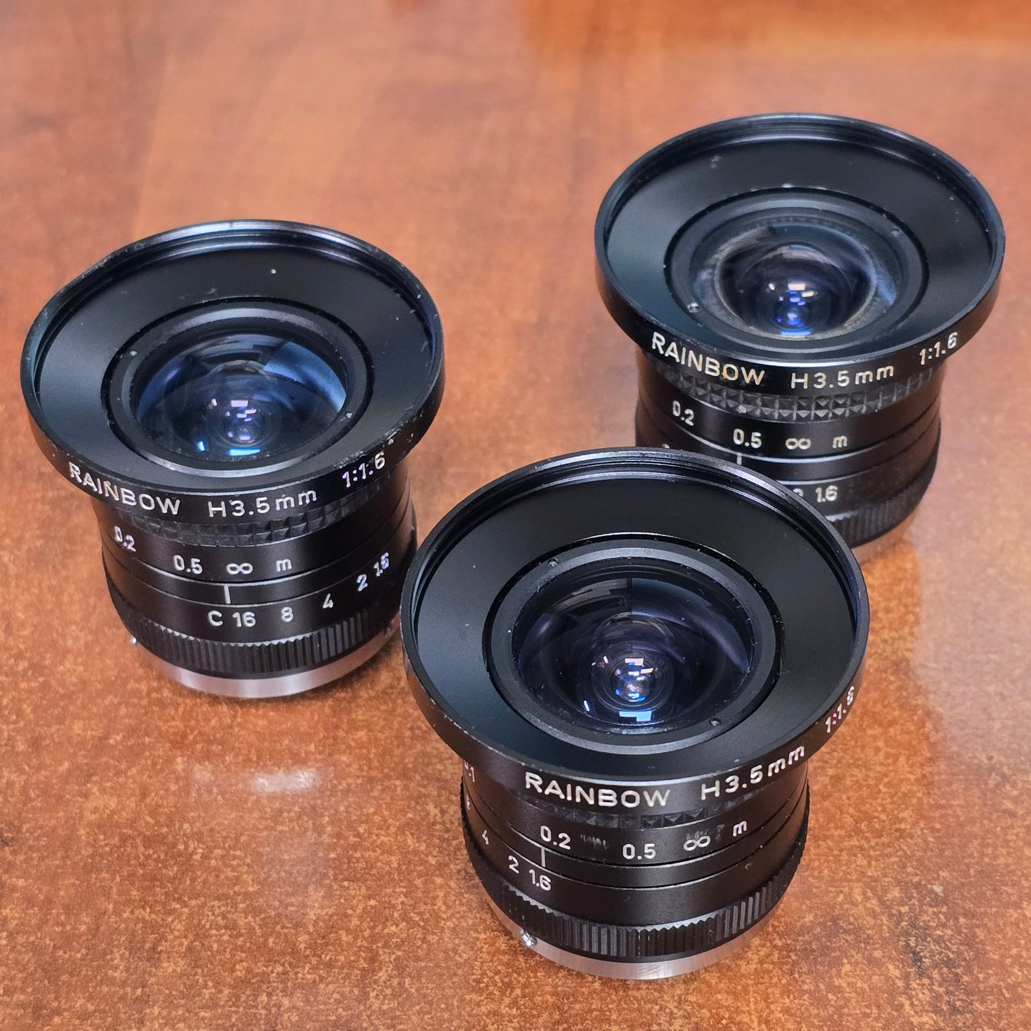 Rainbow H3.5mm 1:1.6 C-Mount CCTV Lens ( Lot of 3 )