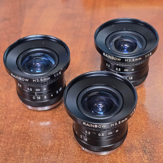 Rainbow H3.5mm 1:1.6 C-Mount CCTV Lens ( Lot of 3 )