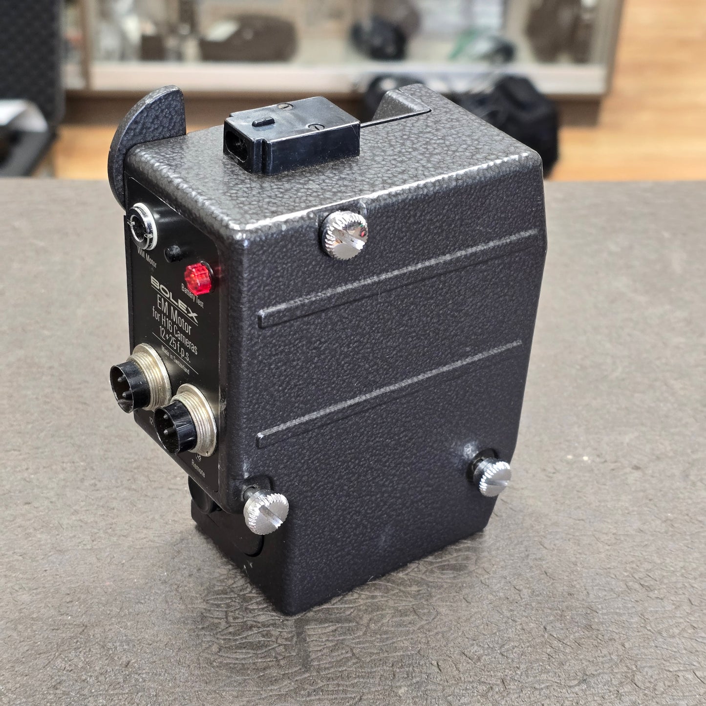 Bolex EM Motor 12-25FPS S# 10228 with 4-Pin Tuchel - 4-Pin XLR Power Cable