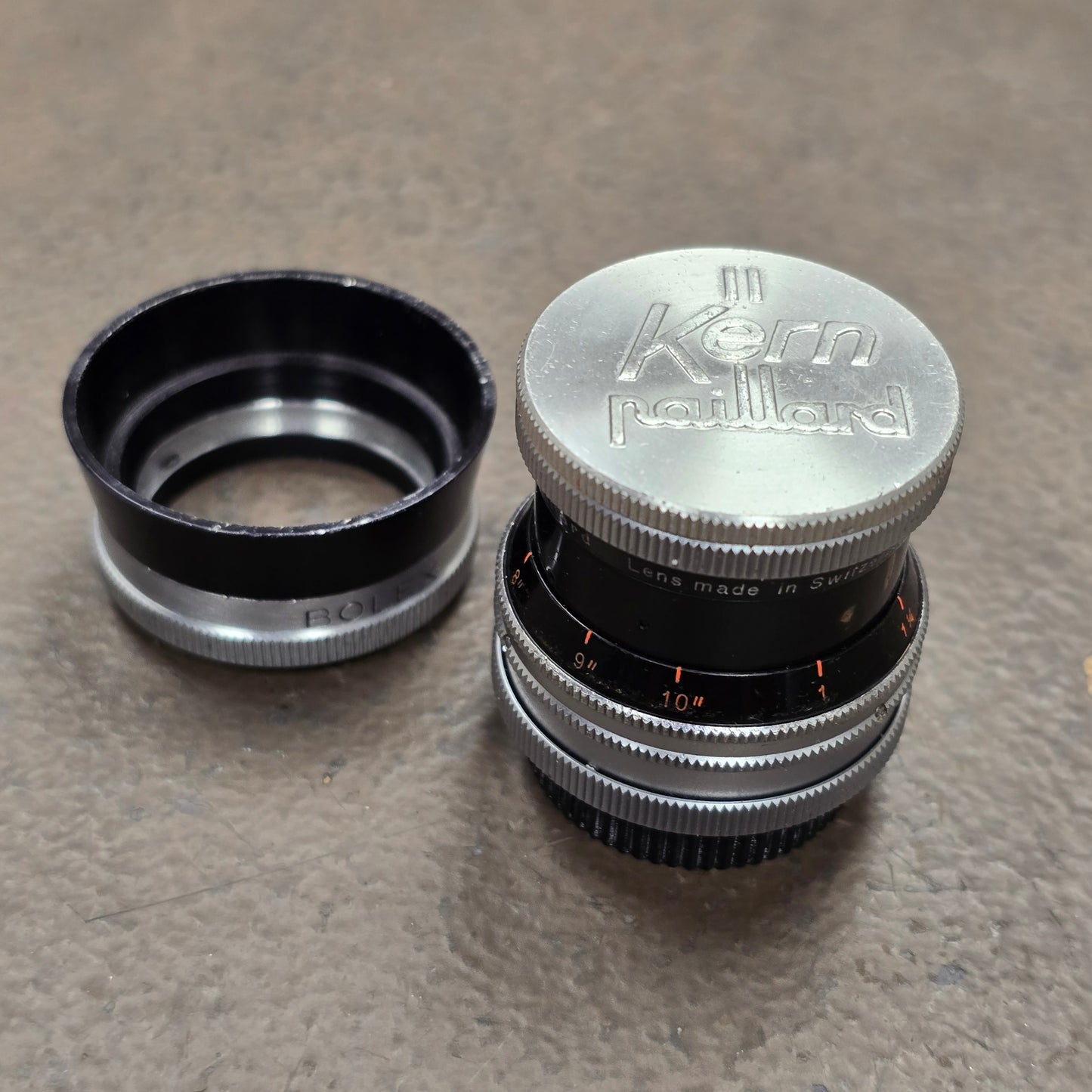 Switar 25mm f1.4 H16RX C-Mount Lens S# 934357 W/ Series 5 Lens Shade