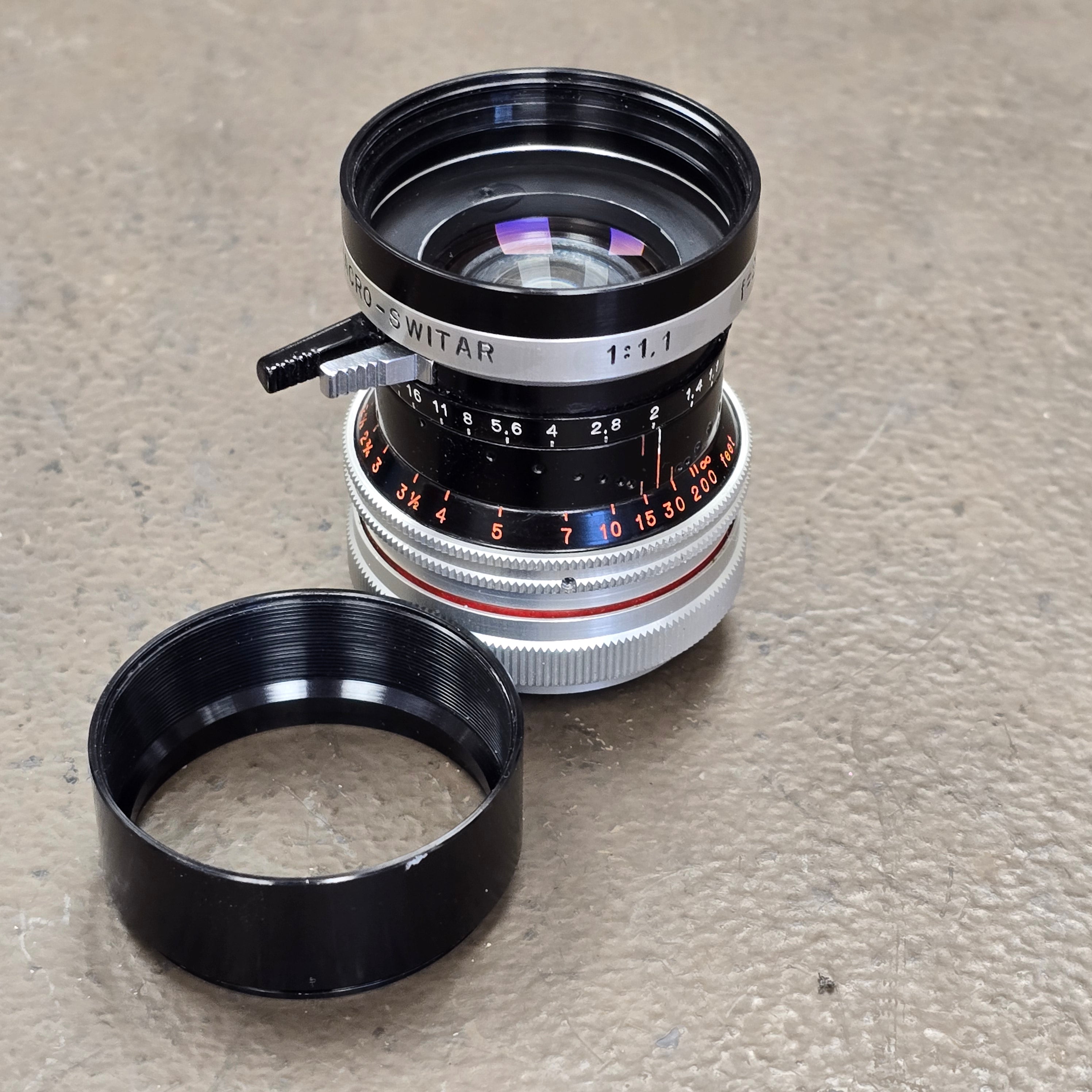 Switar 26mm Macro Preset f/1.1 H16 RX C-Mount Lens S# 1106671 – Du