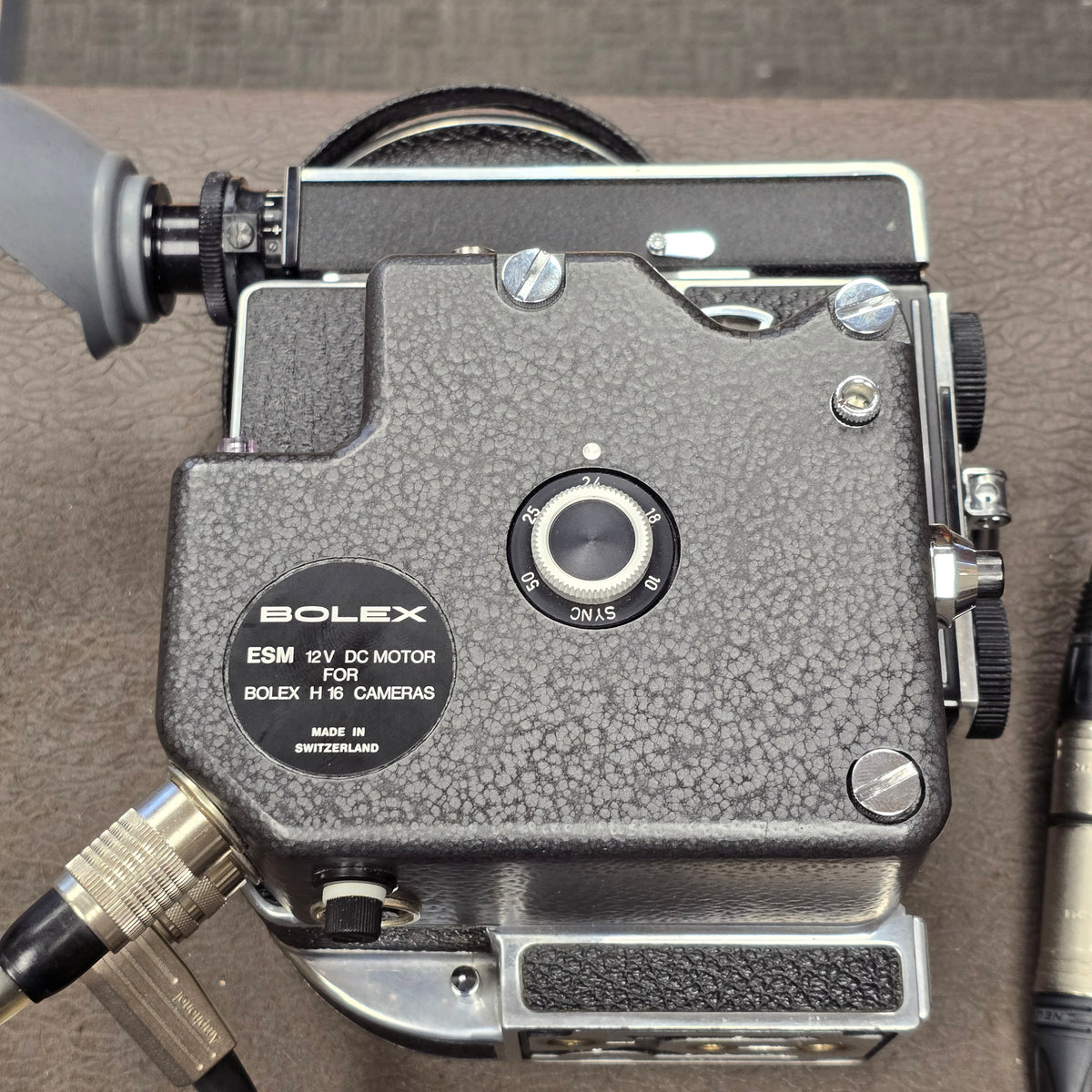 Bolex ESM Motor with ESM Power cable to 4-pin XLR & Remote On/Off Power Cable S# B5569