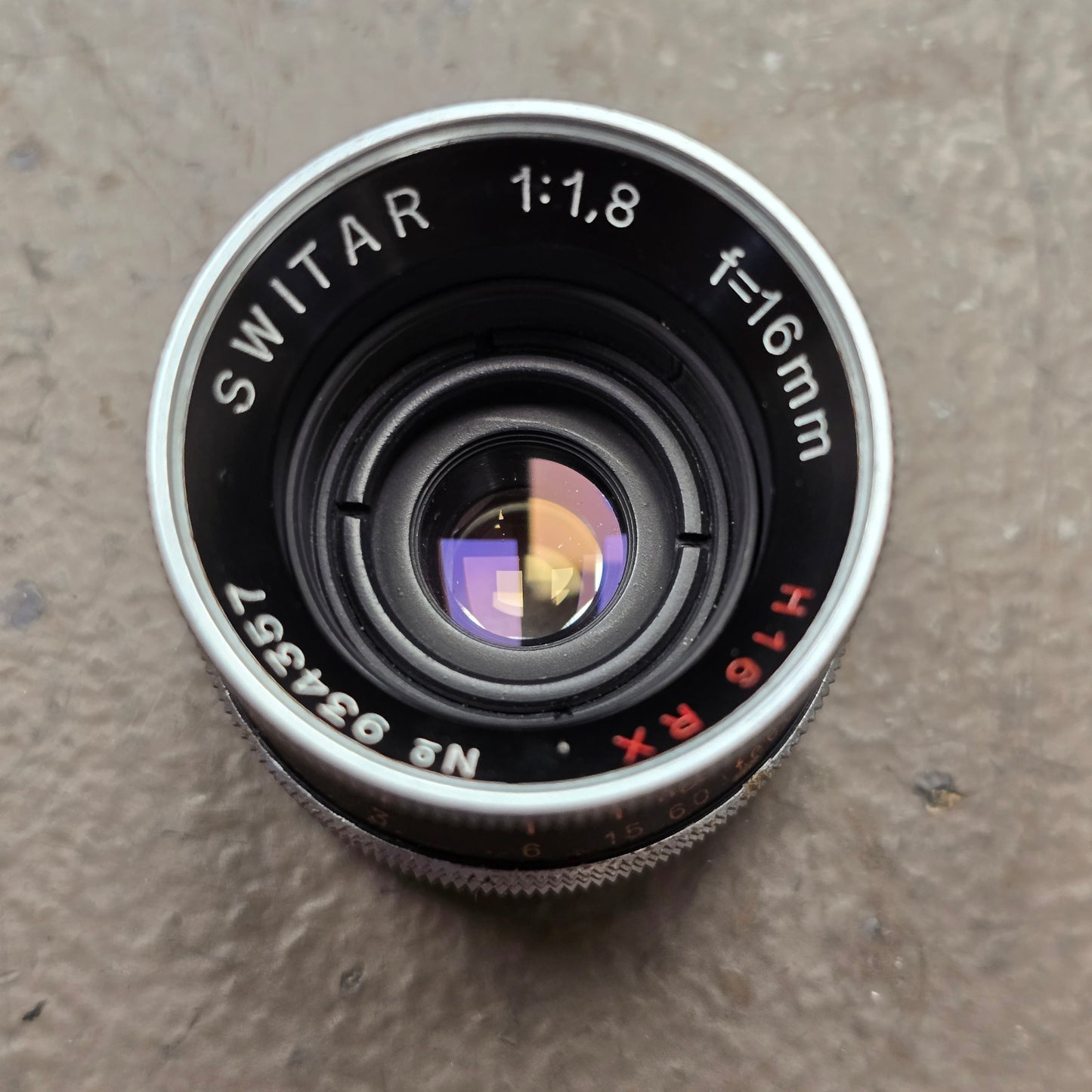 Switar 25mm f1.4 H16RX C-Mount Lens S# 934357 W/ Series 5 Lens Shade