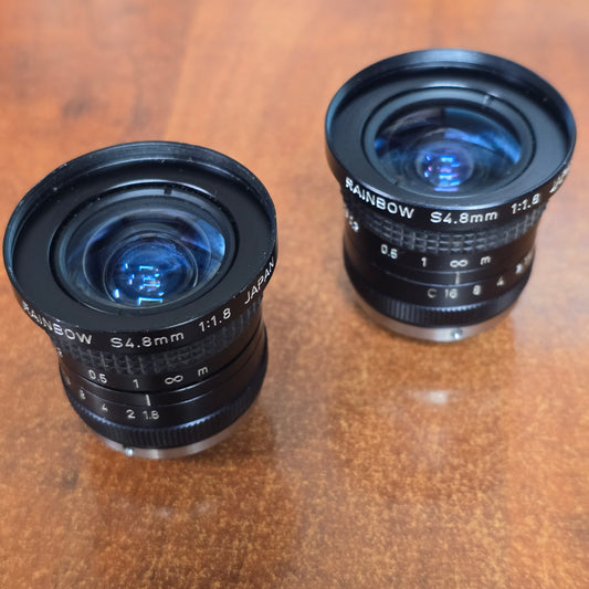 Rainbow S4.8mm 1:1.8 C-Mount CCTV Lens ( Lot of 2 )