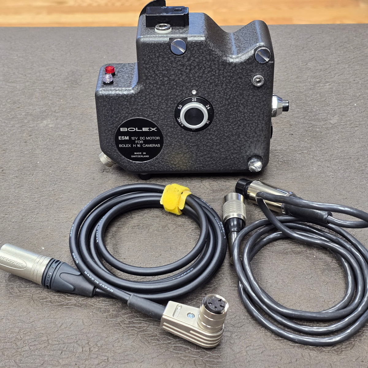 Bolex ESM Motor with ESM Power cable to 4-pin XLR & Remote On/Off Power Cable S# B5569