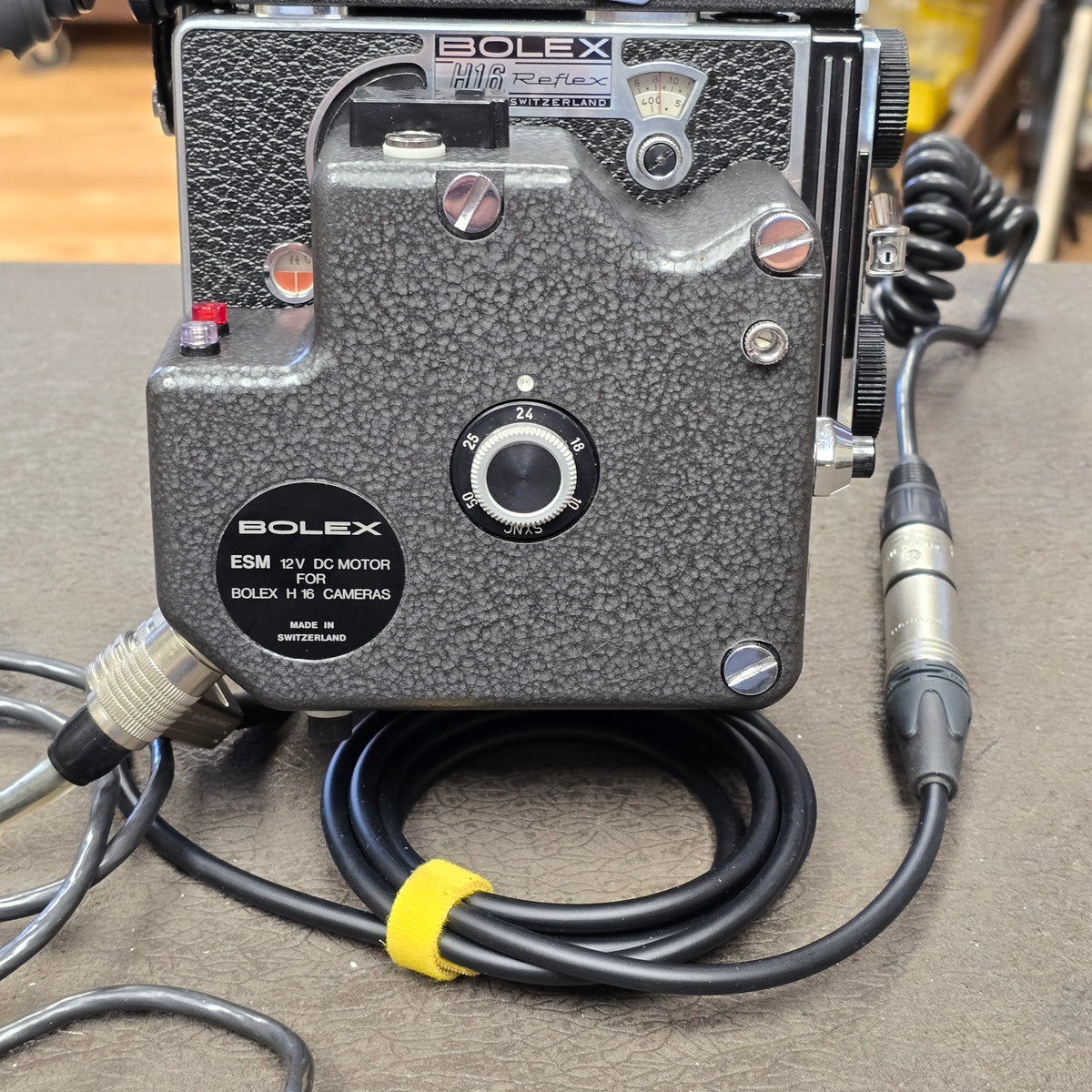 Bolex ESM Motor with ESM Power cable to 4-pin XLR & Remote On/Off Power Cable S# B5569
