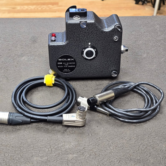 Bolex ESM Motor with ESM Power cable to 4-pin XLR & Remote On/Off Power Cable S# B5569