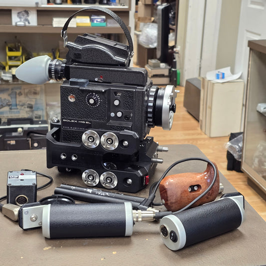 Bolex EL Super 16mm Camera Package with Tested Super 8 Custom Cage & Grip Batteries S# 310894
