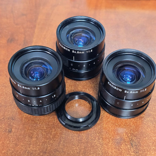 Rainbow S4.8mm 1:1.8 1/2" C-Mount CCTV Lens ( Lot of 3 )
