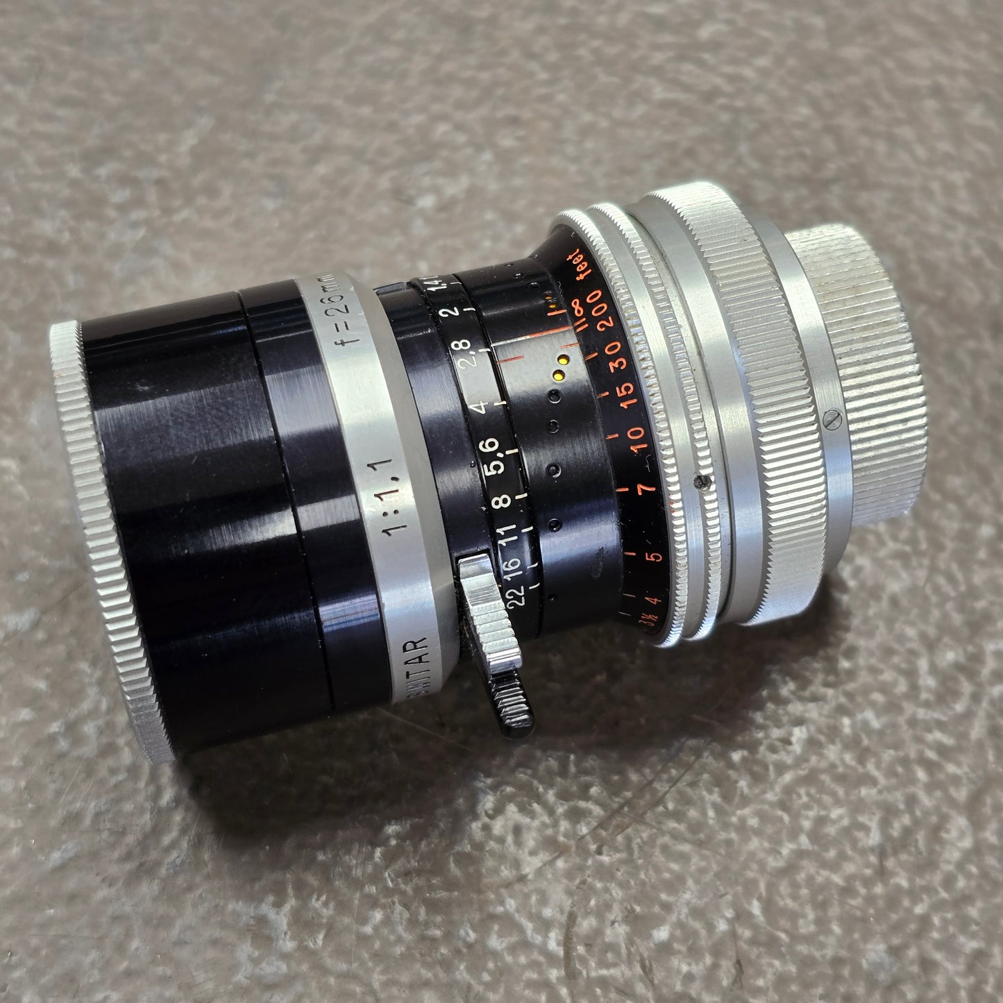 Switar 26mm Macro Preset f/1.1 H16 RX C-Mount Lens S# 1028708 With Case