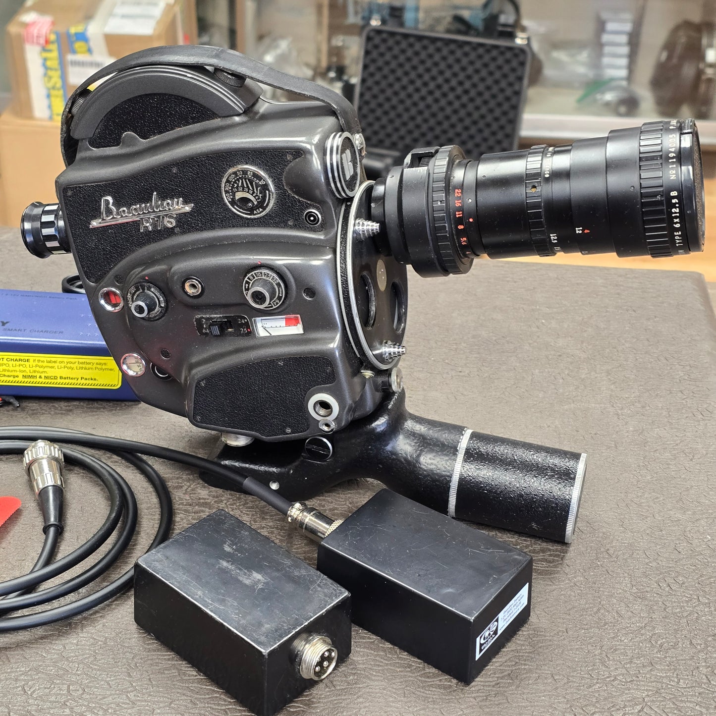 Beaulieu R-16 Camera Body S# 663661 with Angenieux 12.5-75mm Zoom lens S# 1194005