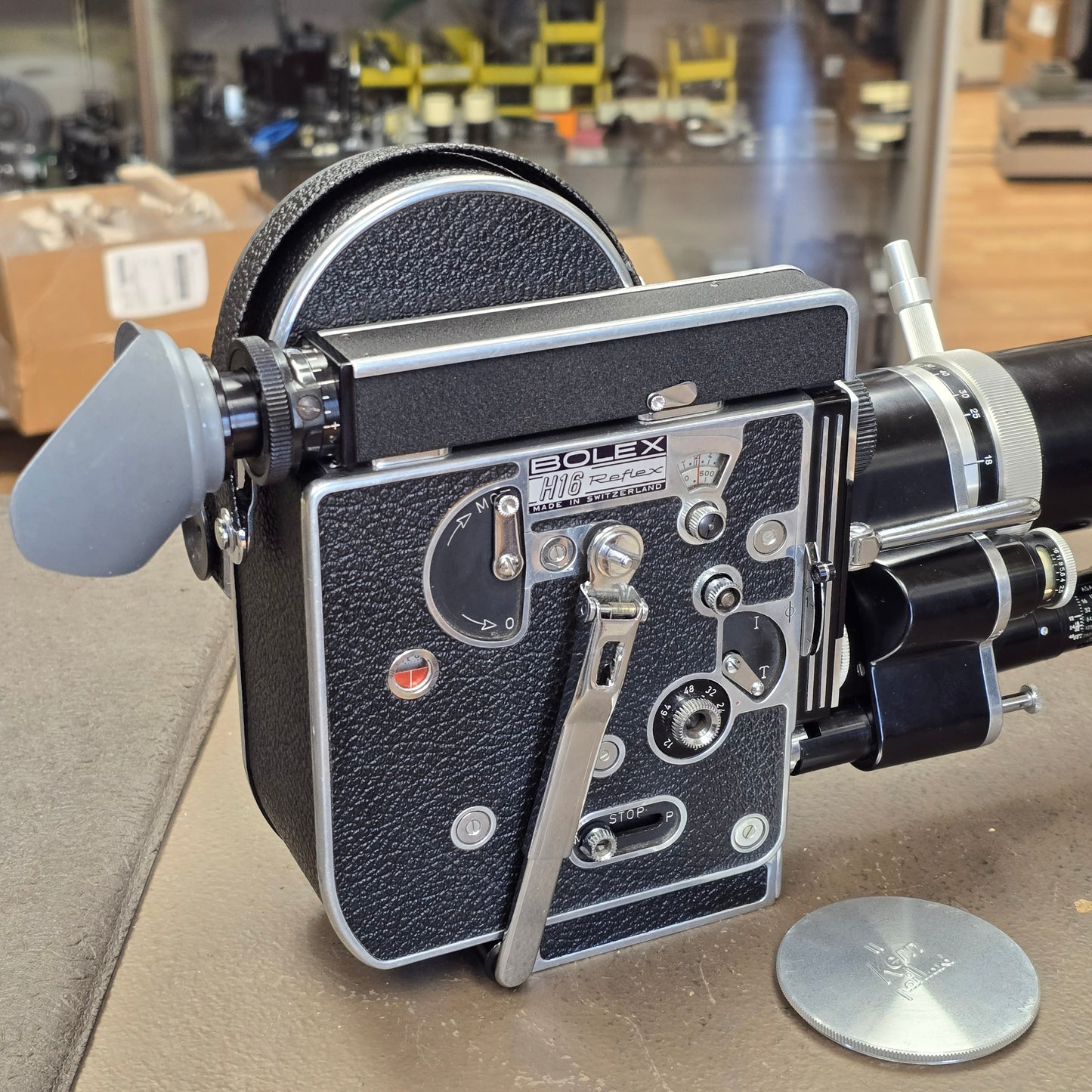 Bolex H16 Rex 3 16mm Camera with 10x viewfinder S# 206075 & Vario Switar 18-86mm Zoom lens S# 965900