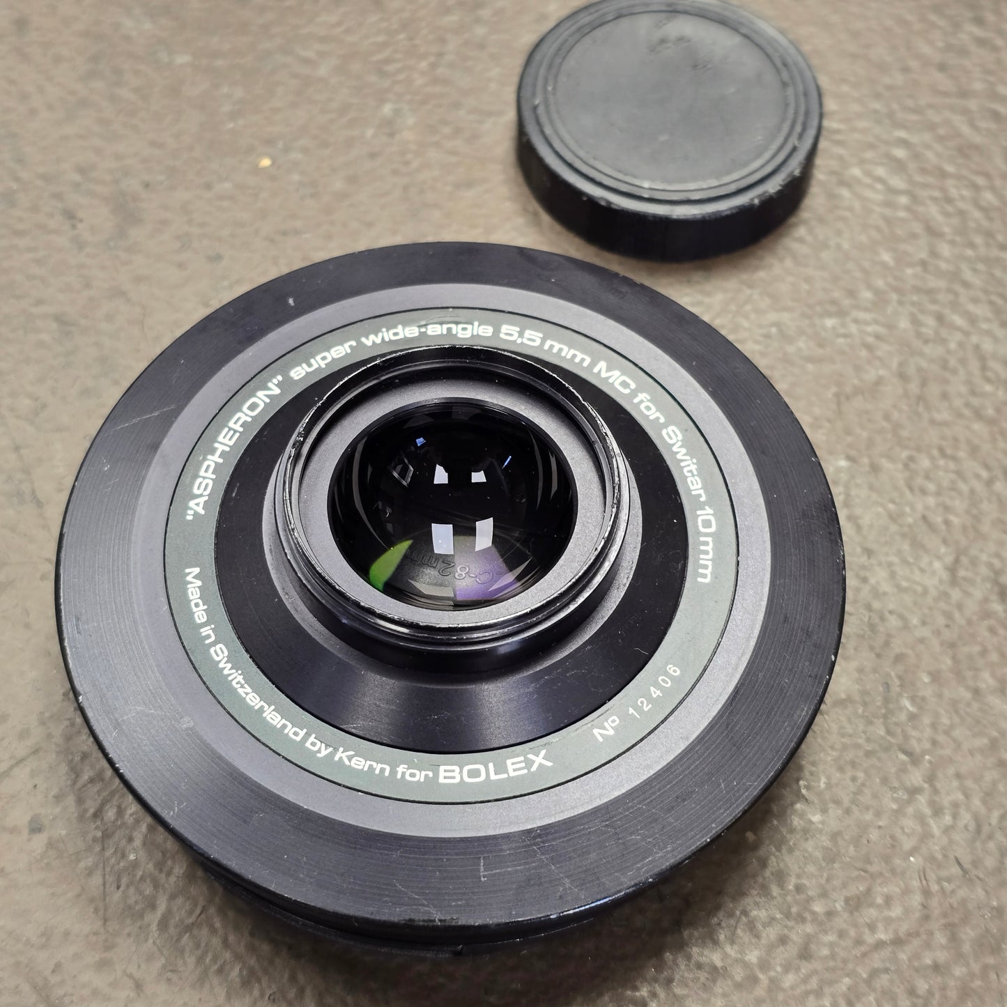 Bolex Aspheron Super Wide Angle 5.5mm MC for New Style Switar 10mm Preset Lens S# 12406