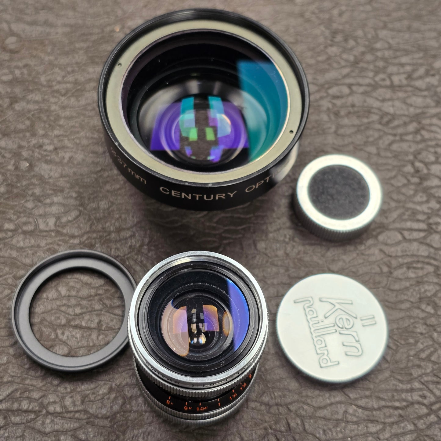 Switar 10mm f1.6 AR C-Mount Lens S# 508691 with Century Optics .65x HR Wide Angle Converter S# C93069