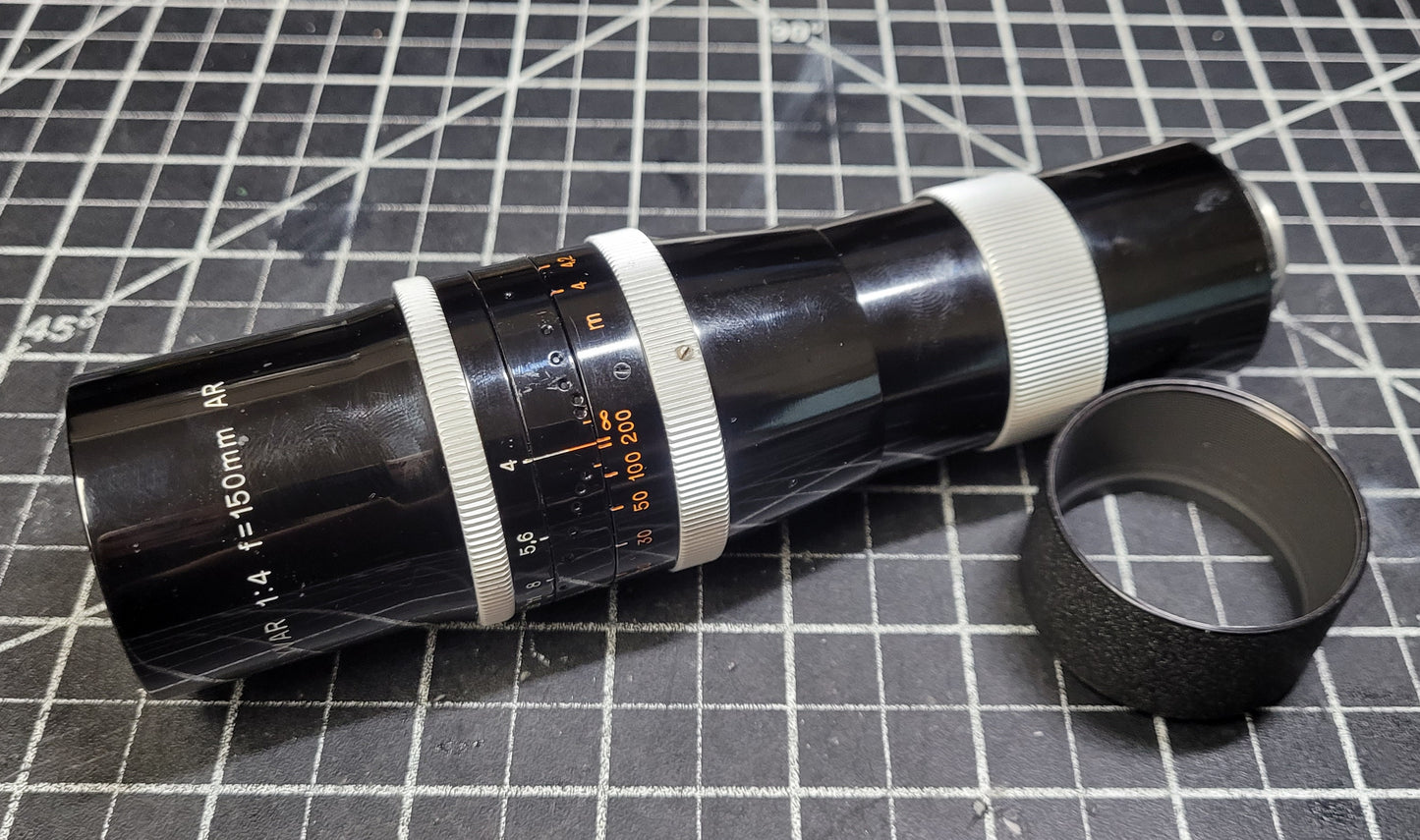 Yvar 150mm F4 AR Telephoto C-Mount lens S# 813362