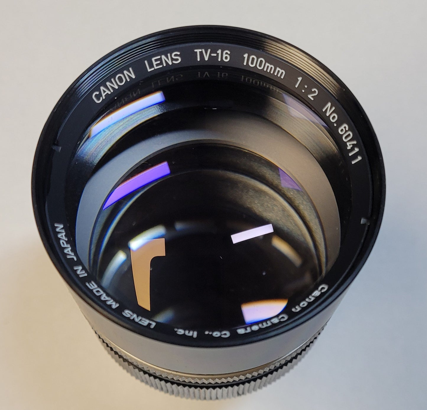 Canon TV-16 100mm T2 C-Mount Telephoto Lens S# 60411