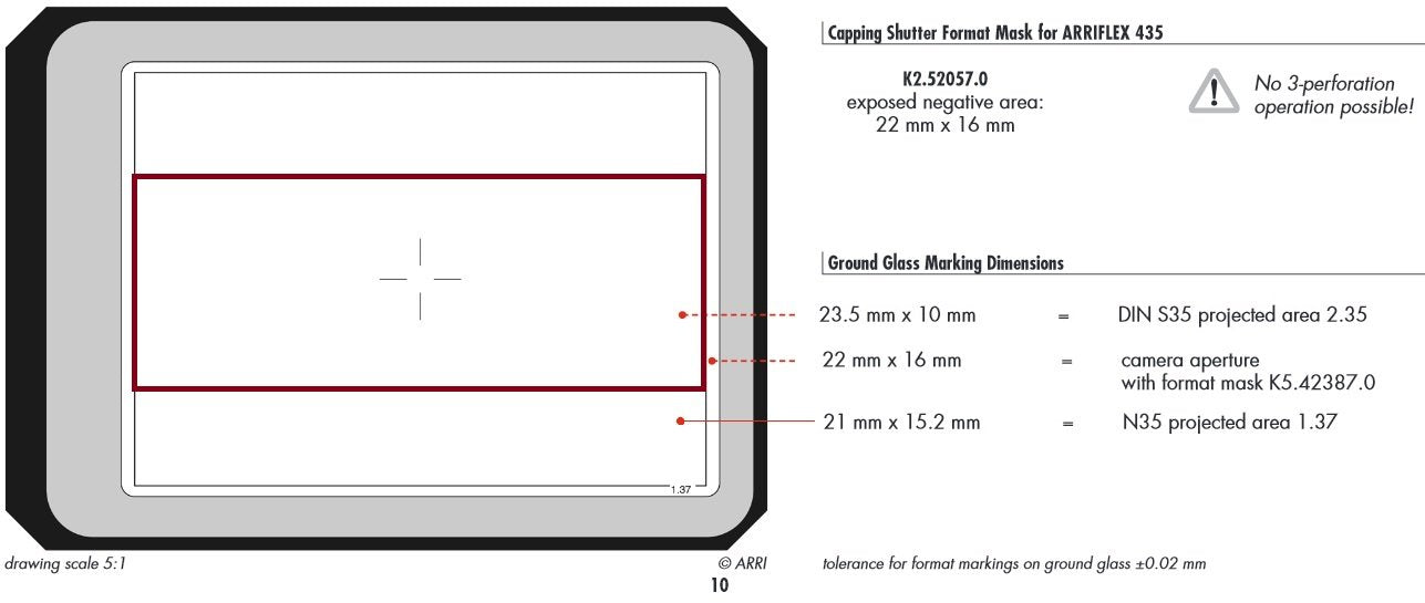 ARRI BL3/BL4 R35 1:375/2:35 Groundglass for 35mm Cameras