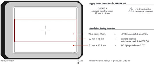 ARRI BL3/BL4 R35 1:375/2:35 Groundglass for 35mm Cameras