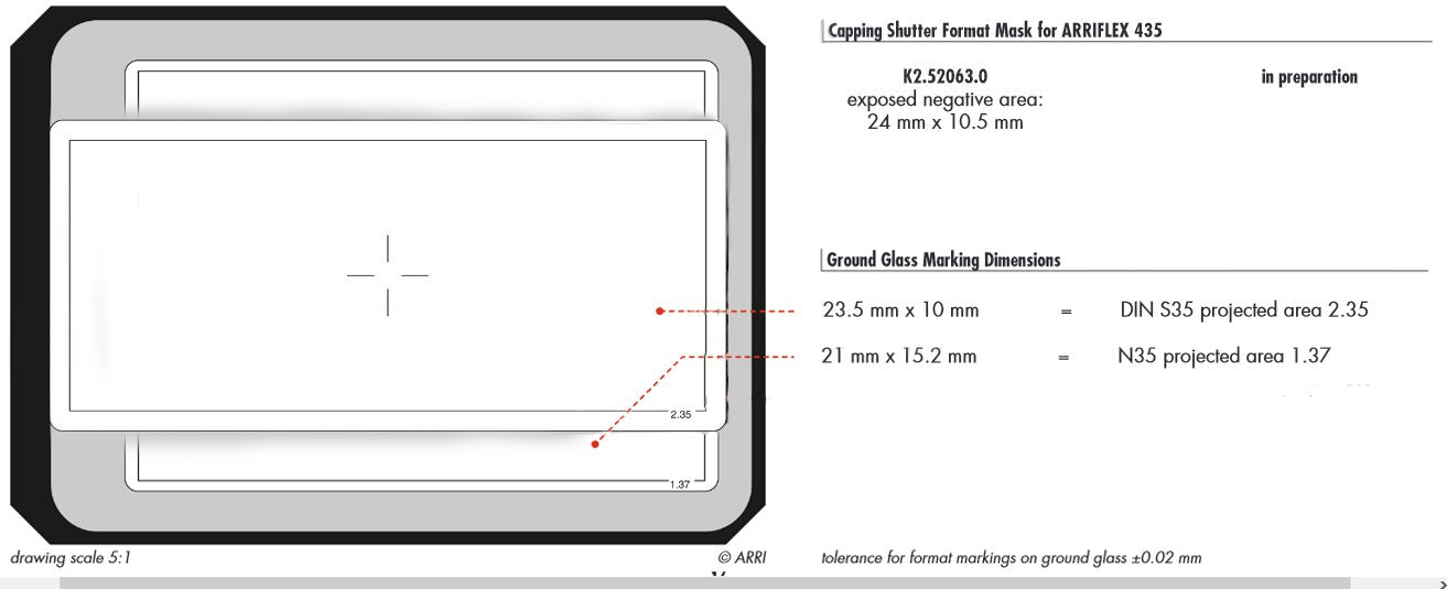 ARRI BL3/BL4 R35 1:375/2:35 Groundglass for 35mm Cameras