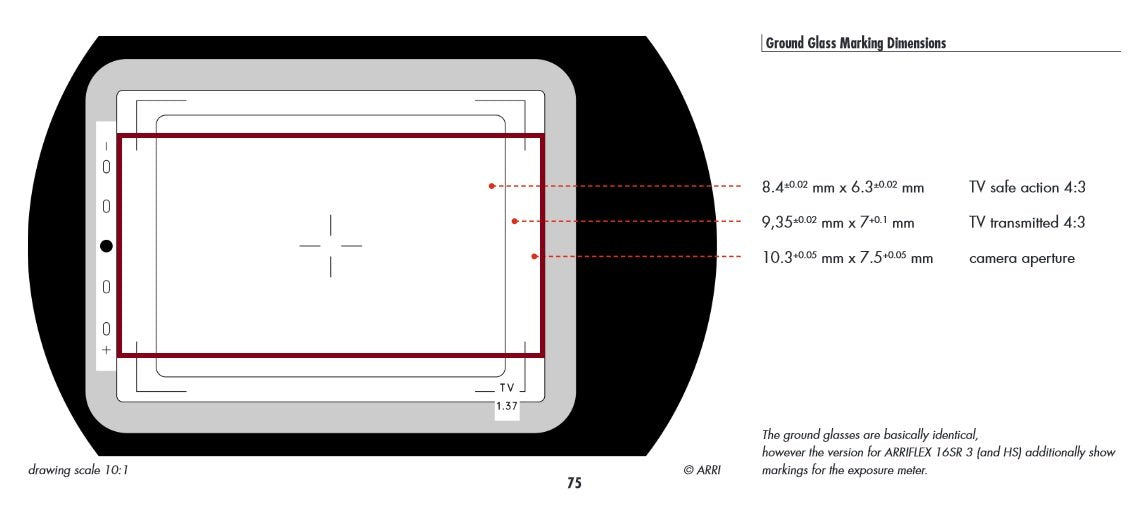 ARRI R16 TV/1:85 Combo Groundglass for SR or 416 cameras