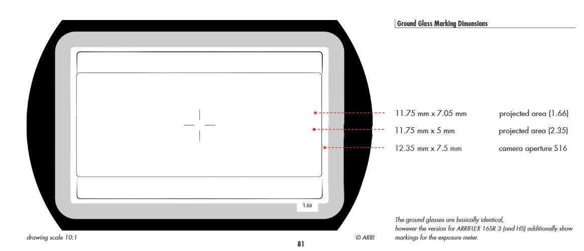 ARRI S16 1:66/2:35 Combo Groundglass for SR or 416 Cameras